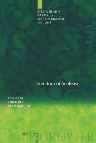 Freedom Of Analysis Sylvia Blaho Editor Patrik Bye Editor Martin Krmer Editor