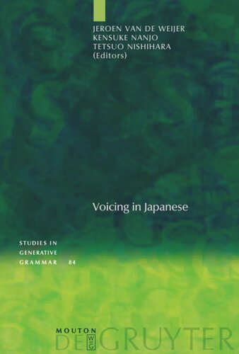 Voicing In Japanese Jeroen Van De Weijer Editor Kensuke Nanjo Editor Tetsuo Nishihara Editor