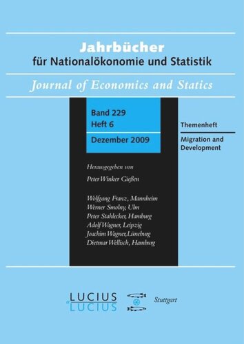 Migration And Development Sonderausgabe Heft 6bd 229 2009 Jahrbcher Fr Nationalkonomie Und Statistik Jrgen Meckl Editor