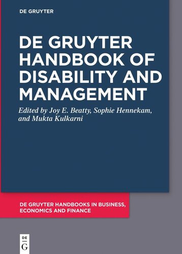 De Gruyter Handbook Of Disability And Management Joy E Beatty