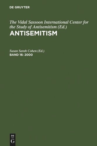 Antisemitism Volume 16 2000 Reprint 2011 Susan Sarah Cohen Editor