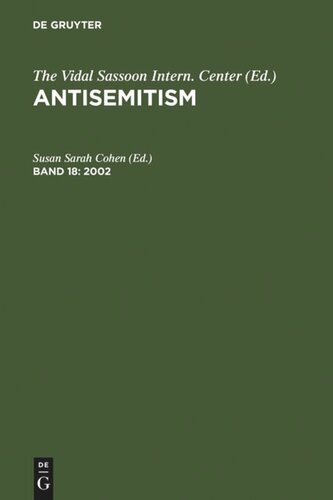 Antisemitism Volume 18 2002 Susan Sarah Cohen Editor