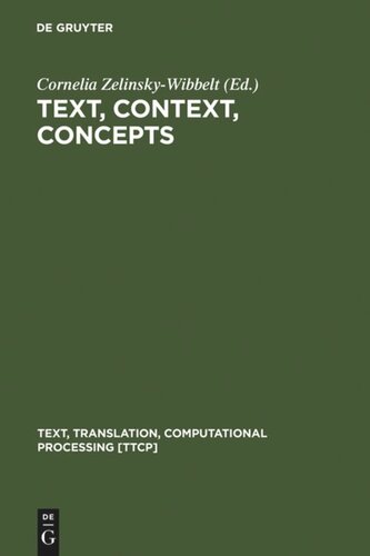 Text Context Concepts Reprint 2010 Cornelia Zelinskywibbelt Editor
