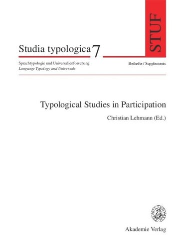Typological Studies In Participation Christian Lehmann Editor