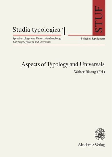 Aspects Of Typology And Universals Walter Bisang Editor