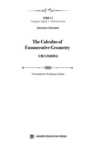 Calculus Of Enumerative Geometry Hermann Schubert