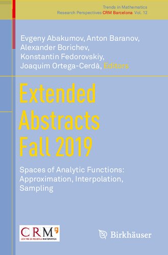 Extended Abstracts Fall 2019 1st Ed 2021 Evgeny Abakumov Anton Baranov