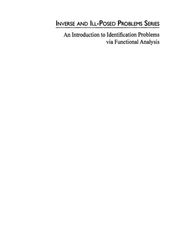 An Introduction To Identification Problems Via Functional Analysis A Lorenzi