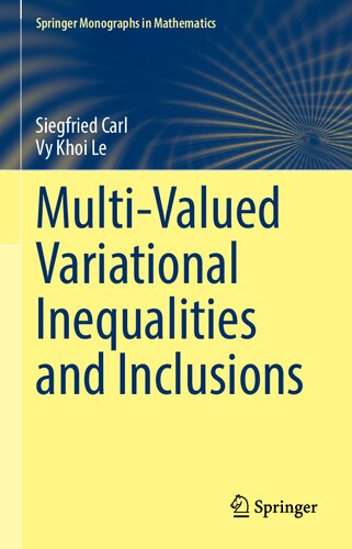 Multivalued Variational Inequalities And Inclusions 1st Ed 2021 Siegfried Carl