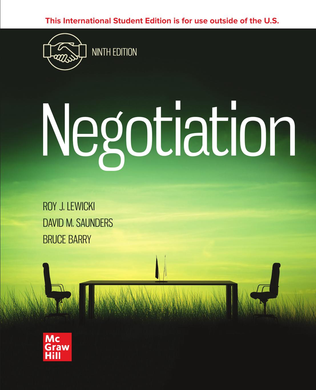 Negotiation 9e Ise 9thise Roy J Lewicki David M Saunders
