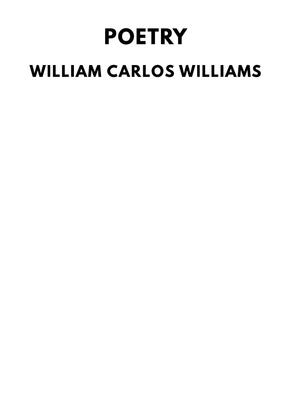 Poetry William Carlos Williams