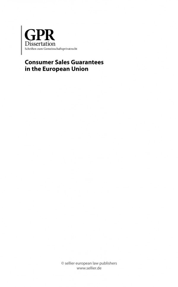 Consumer Sales Guarantees In The European Union Aneta Wiewirowskadomagalska