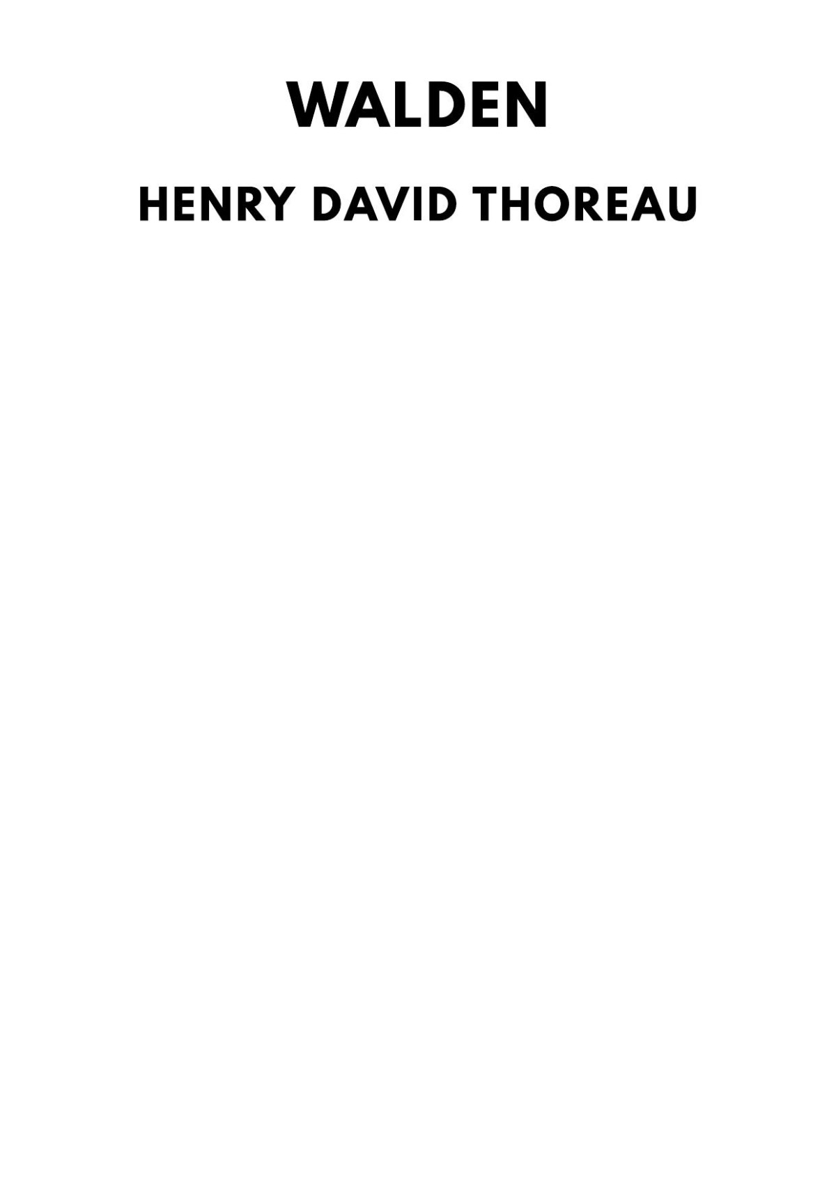 Walden Henry David Thoreau