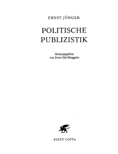 Nationalist Revolution Political Papers 19231933 Ernst Junger