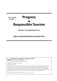 Progress In Responsible Tourism Volume 1 Issue 2 1st Edition Harold Goodwin Xavier Font