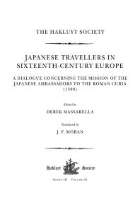 Japanese Travellers In Sixteenthcentury Europe Duarte De Sande