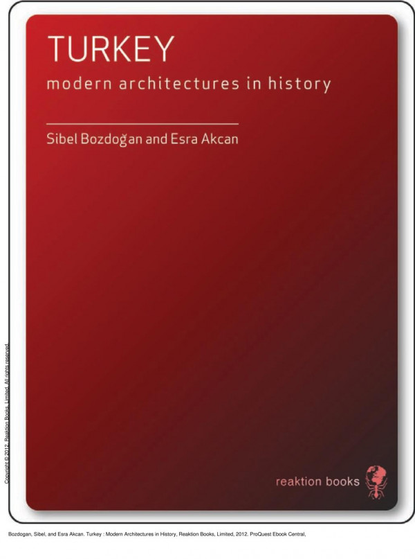 Turkey Modern Architectures In History 1st Edition Sibel Bozdogan Esra Akcan