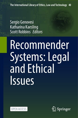 Recommender Systems Legal And Ethical Issues 1st Edition Sergio Genovesi