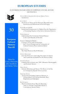European Cultural Memory Post89 1st Edition Conny Mithander John Sundholm Adrian Velicu