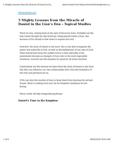 5 Mighty Lessons Daniel In The Lions Den 2023th Edition Blair Parke