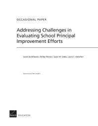 Addressing Challenges In Evaluating School Principal Improvement Efforts 1st Edition Susan Burkhauser Ashley Pierson Susan M Gates
