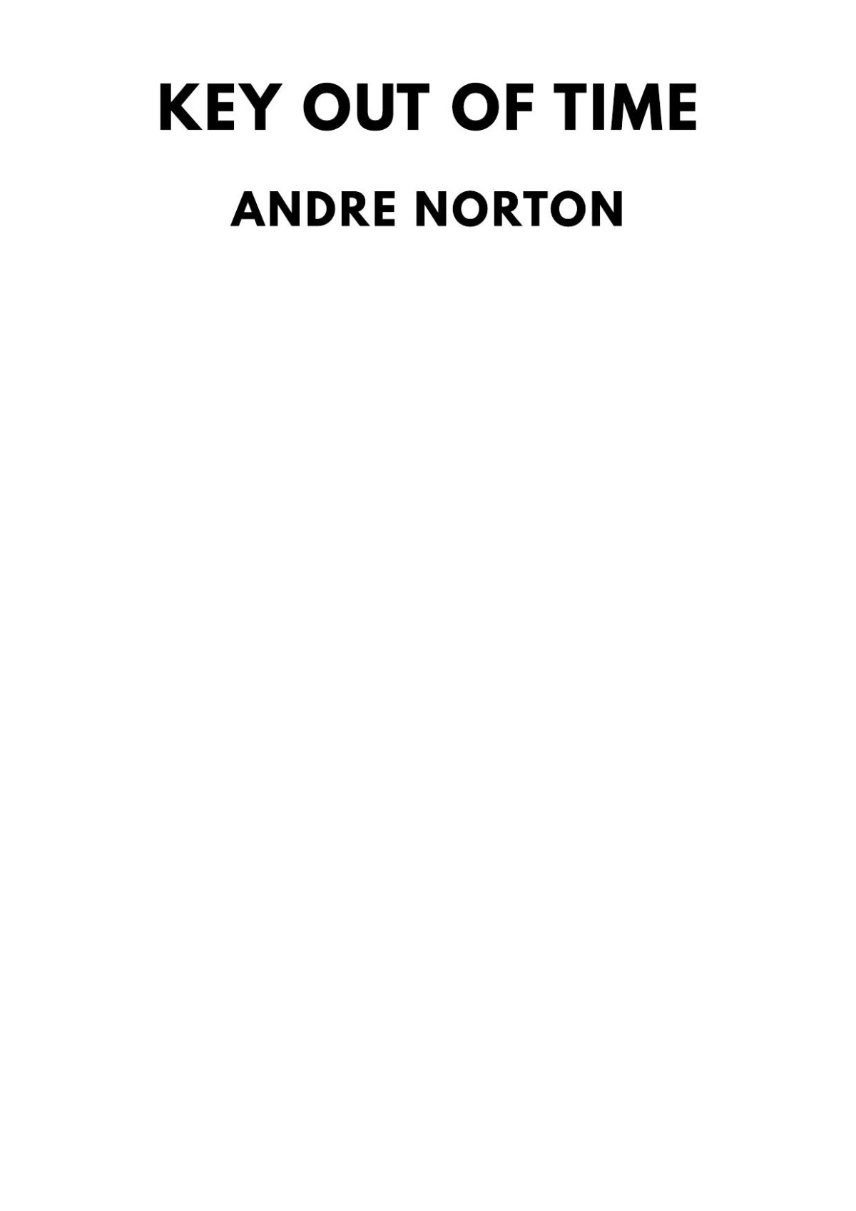 Key Out Of Time 1st Edition Andre Norton