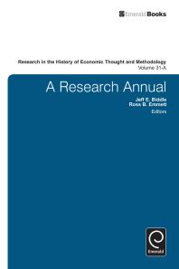 Research In The Historyy Of Economic Thought And Methodology A Research Annual Jeff E Biddle Ross B Emmett Marianne Johnson Ross B Emmett