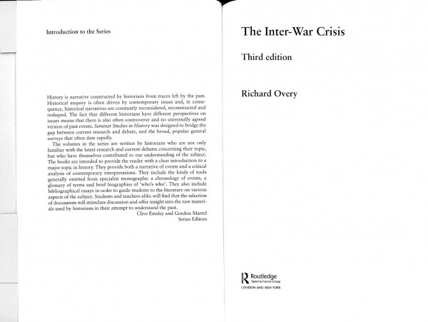 The Interwar Crisis Revised 3rd Edition Seminar Studies 3rd Edition Richard Overy