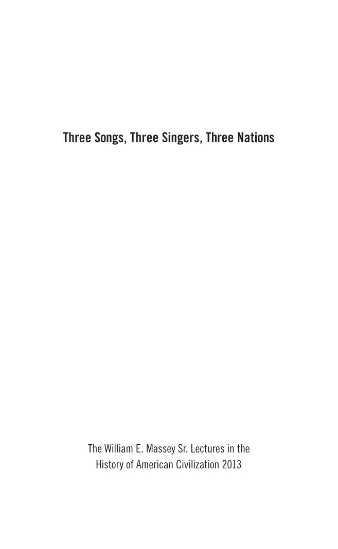 Three Songs Three Singers Three Nations Greil Marcus