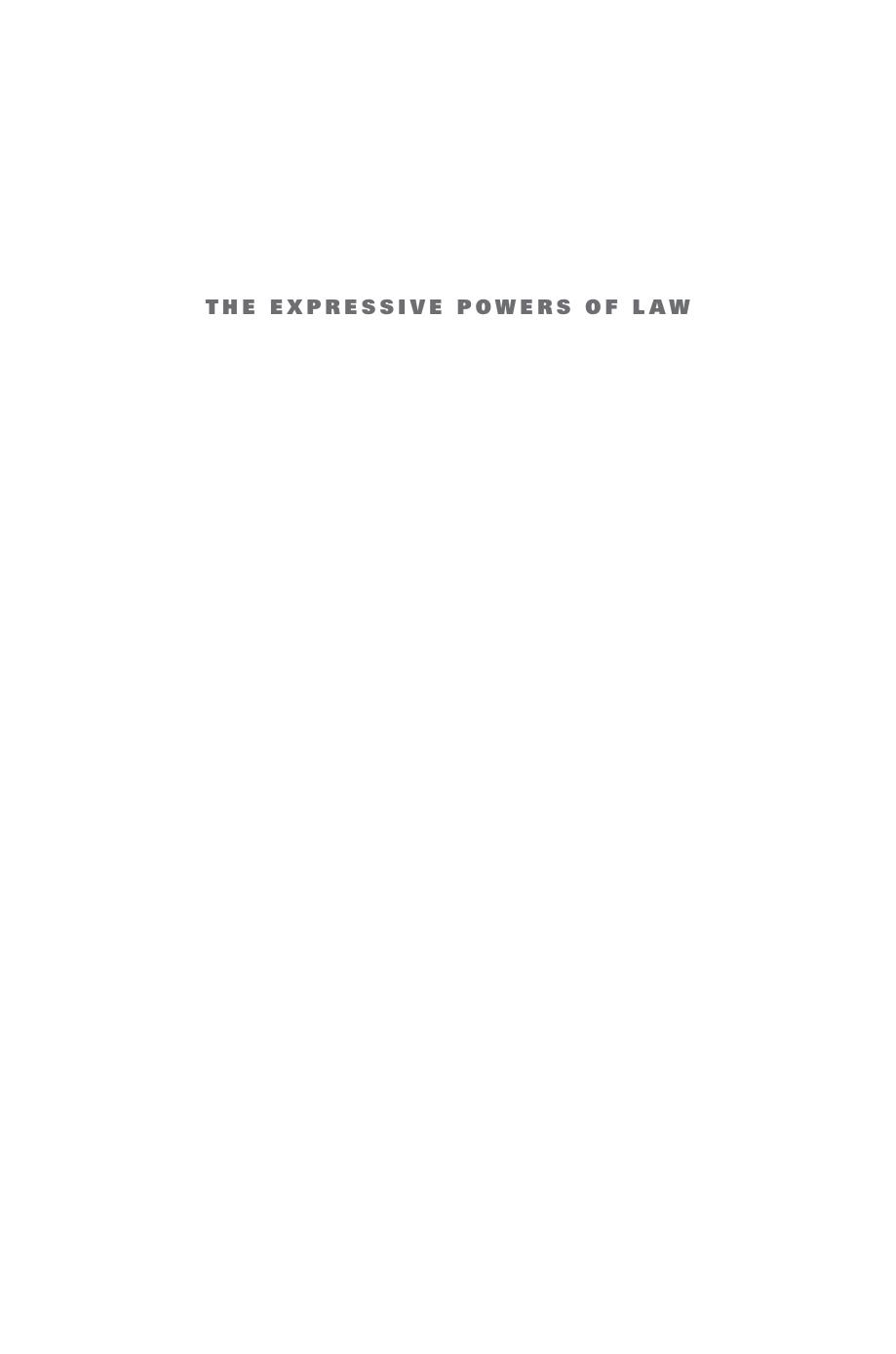 The Expressive Powers Of Law Theories And Limits Richard H Mcadams