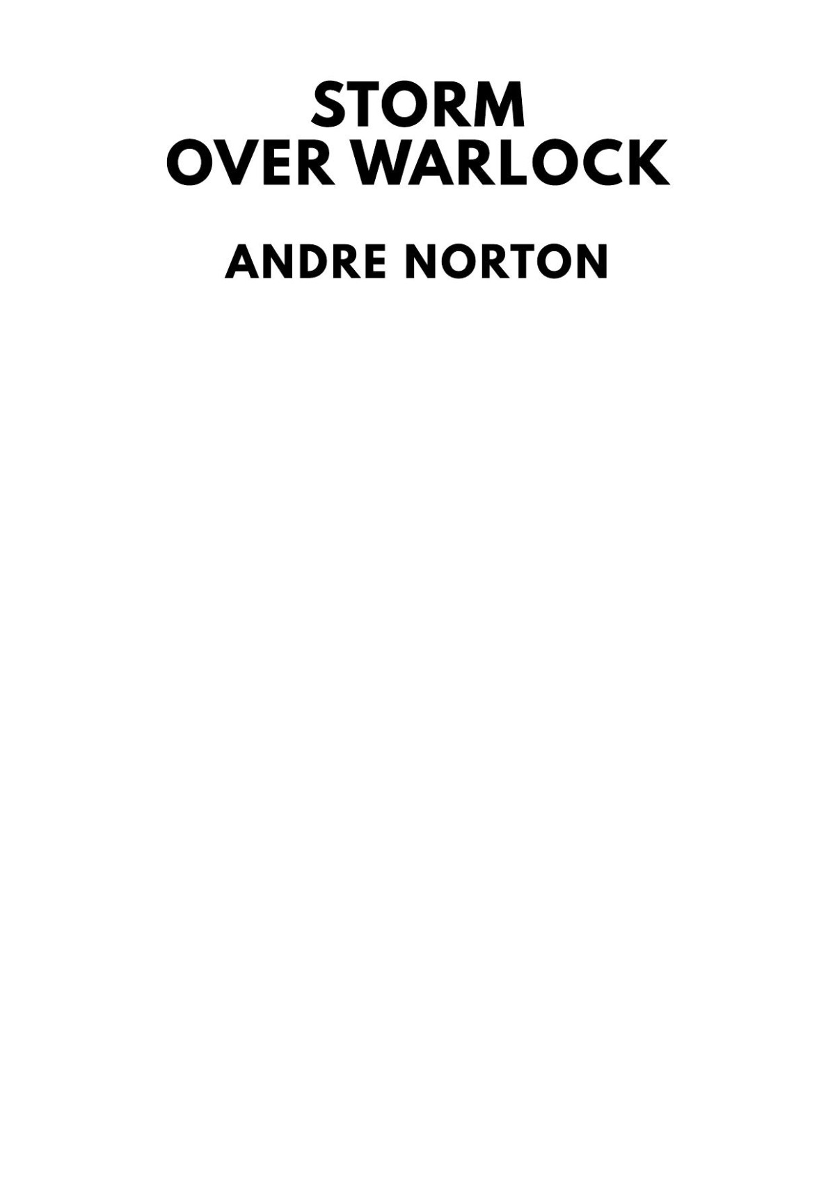 Storm Over Warlock Andre Norton