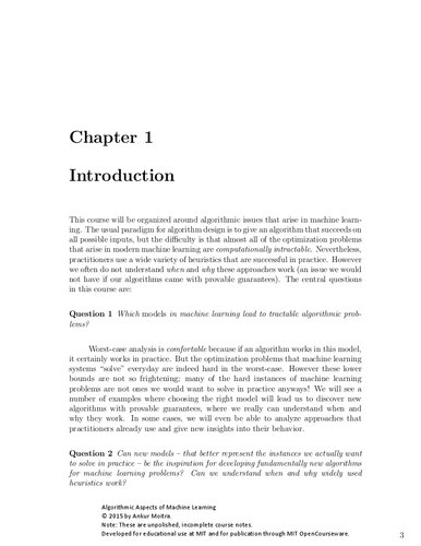 Algorithmic Aspects Of Machine Learning Lecture Notes And Slides Prof Ankur Moitra