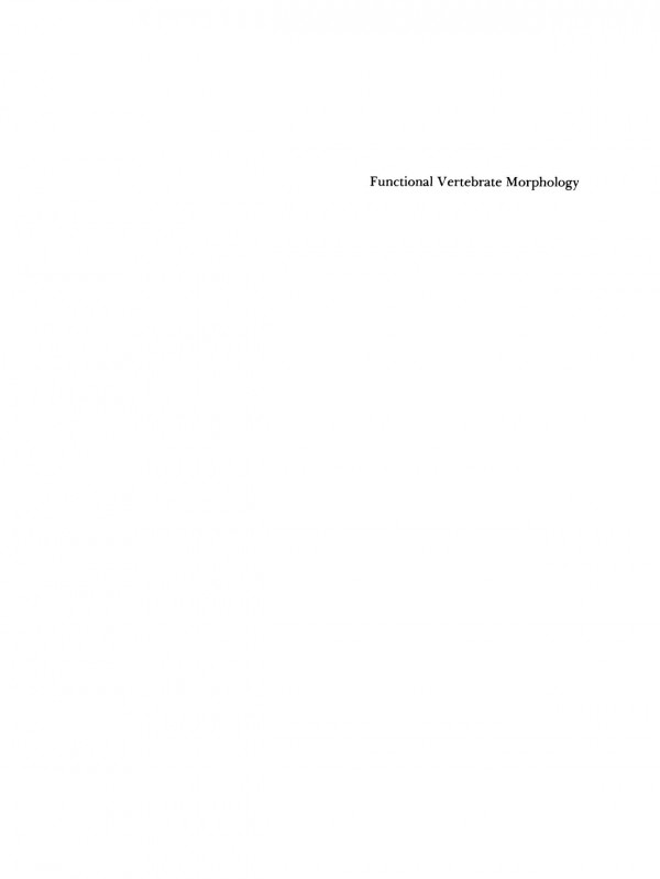 Functional Vertebrate Morphology Milton Hildebrand Dennis M Bramble