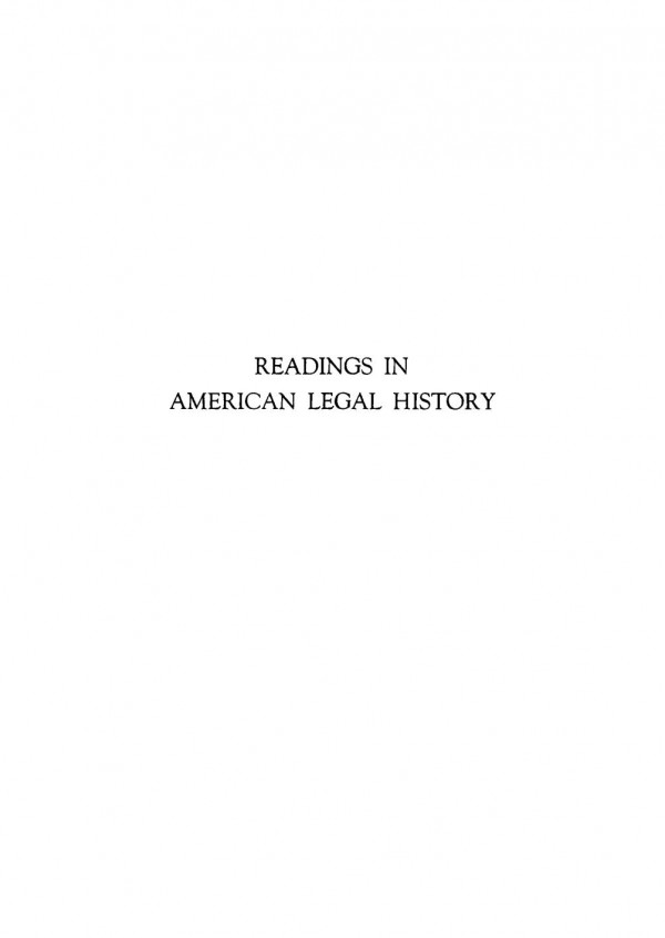 Readings In American Legal History Mark Dewolfe Howe