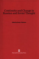 Continuity And Change In Russian And Soviet Thought Ernest J Simmons