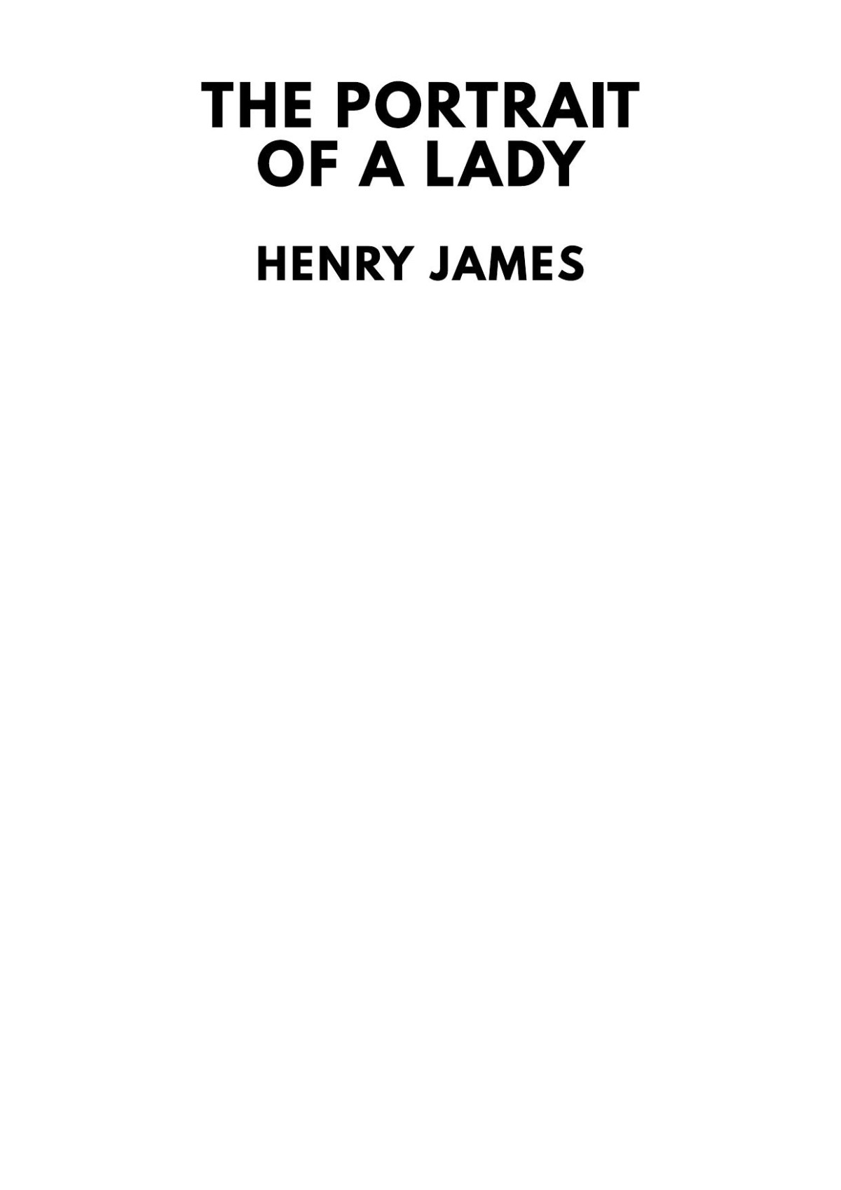 The Portrait Of A Lady Henry James