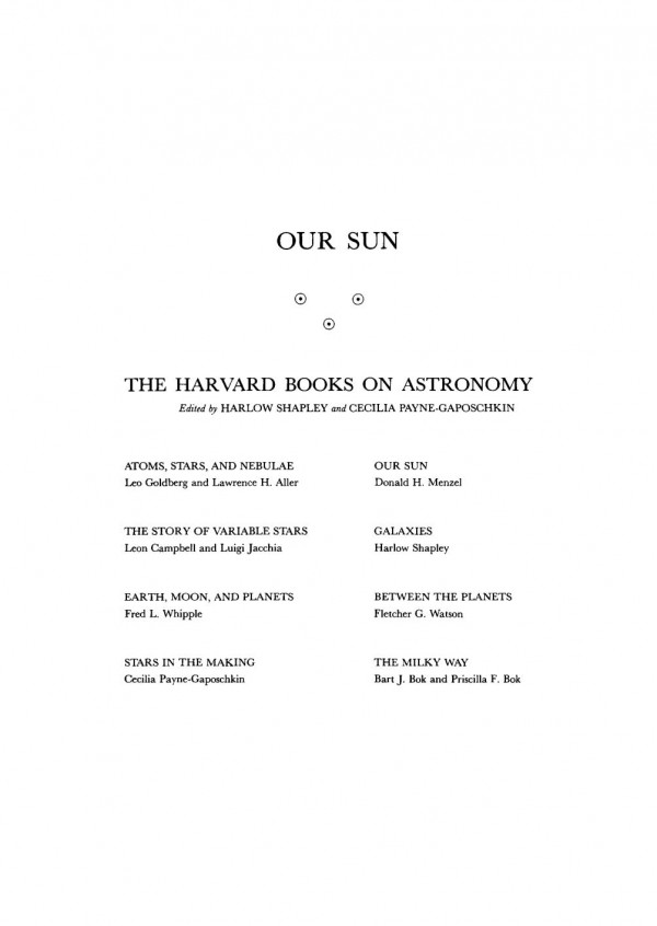 Our Sun Donald H Menzel