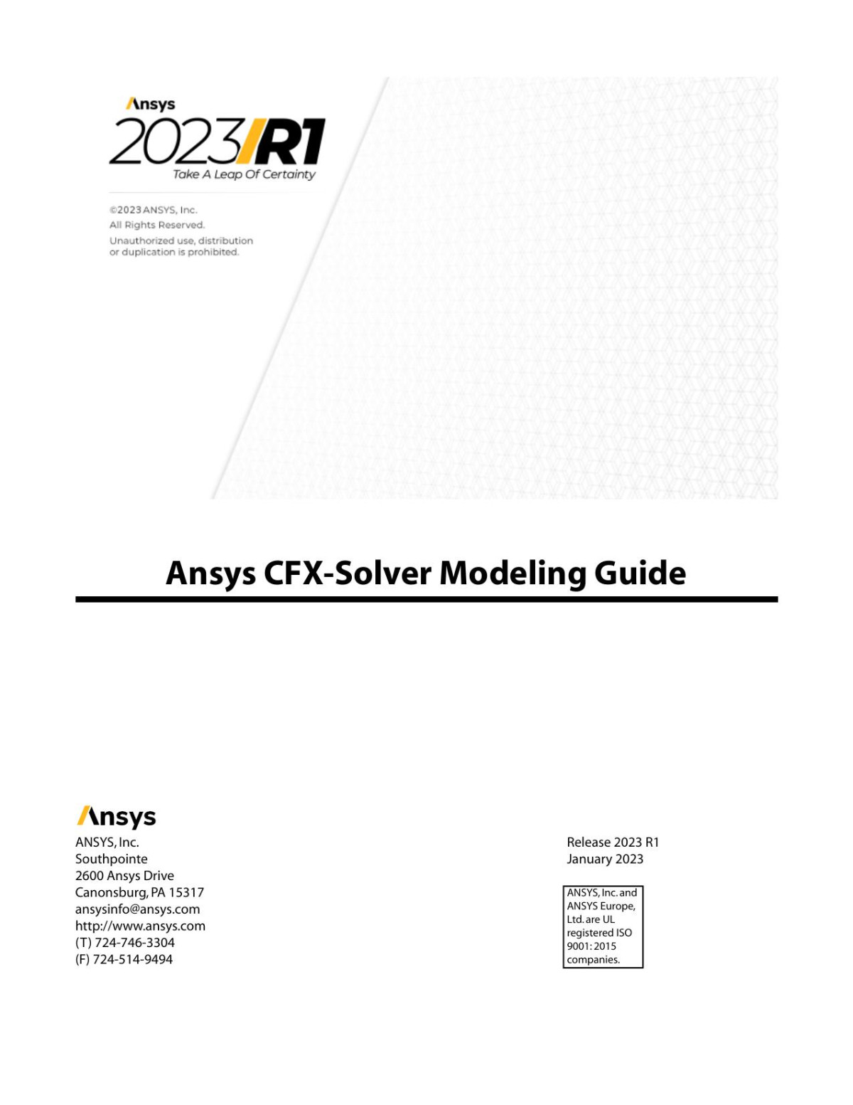 Cfxsolver Modeling Guide Ansys Inc