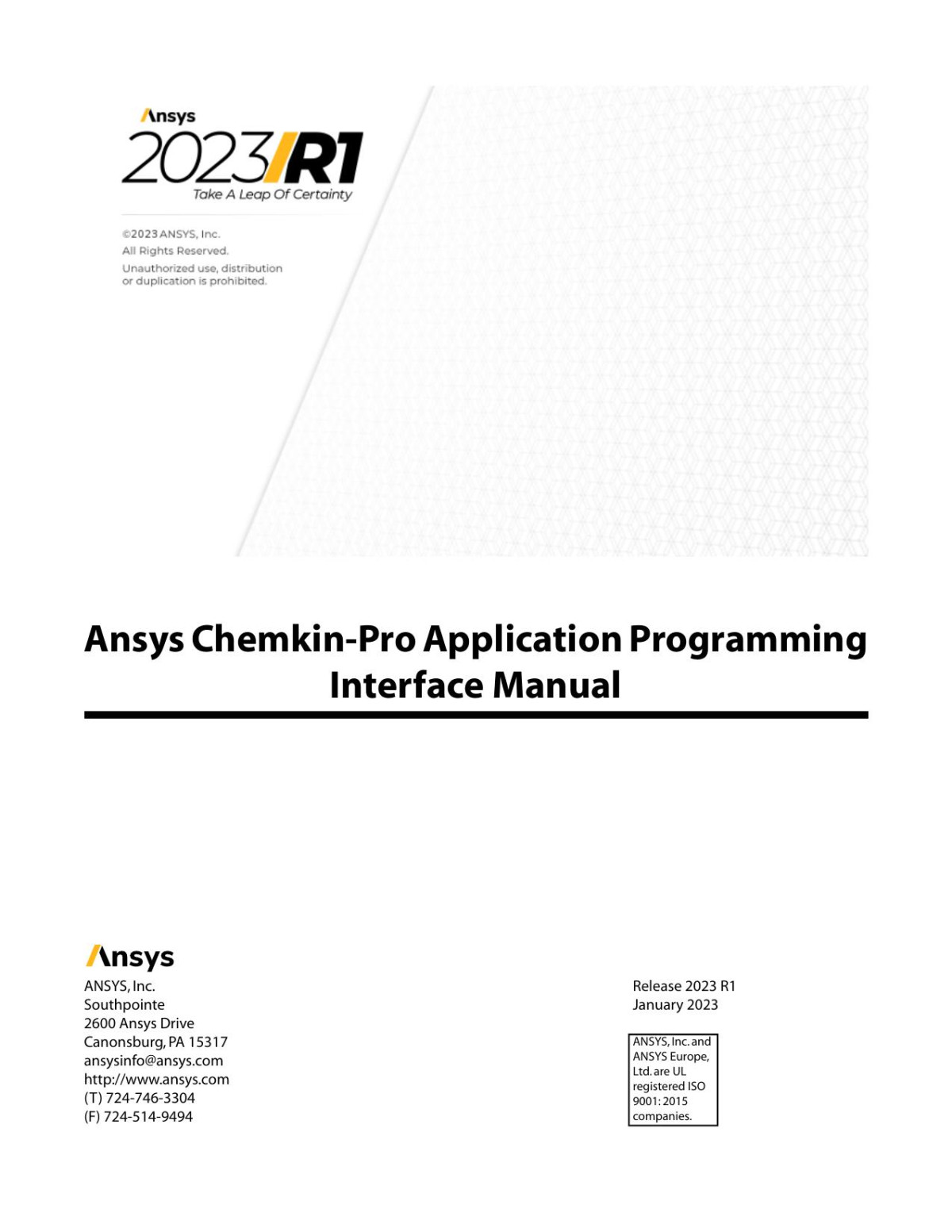Chemkinpro Application Programming Interface Manual Ansys Inc