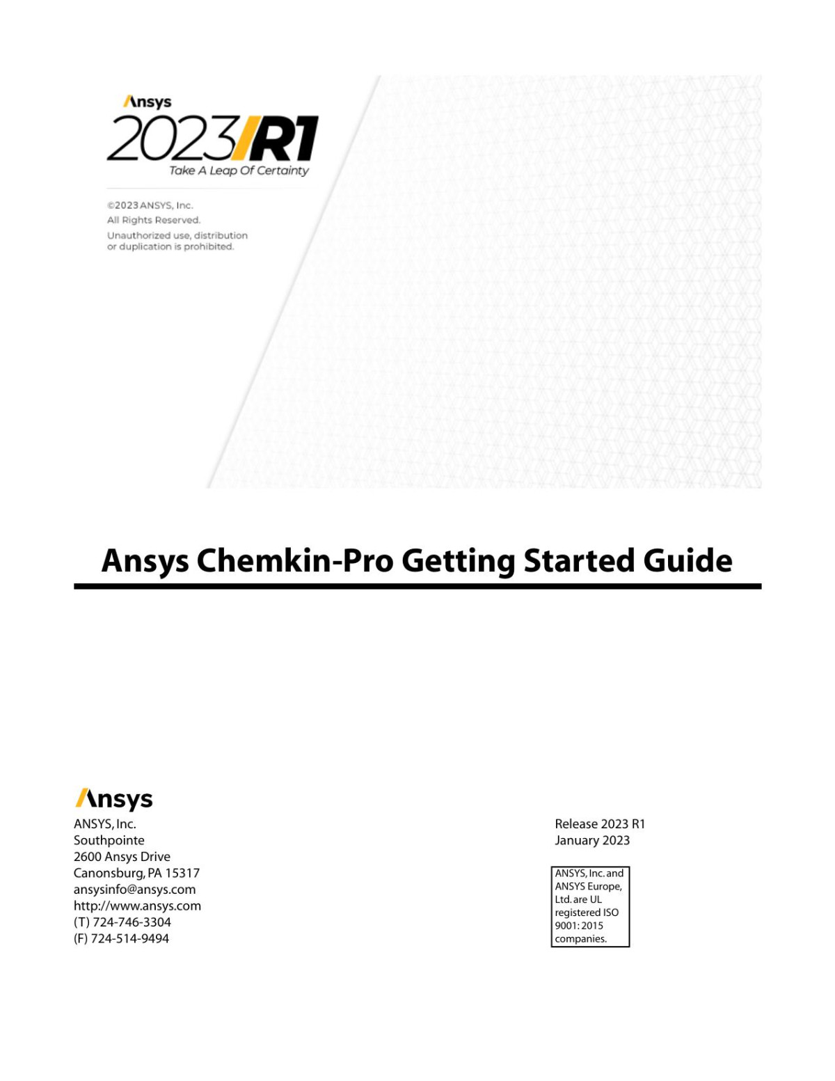 Chemkinpro Getting Started Guide Ansys Inc