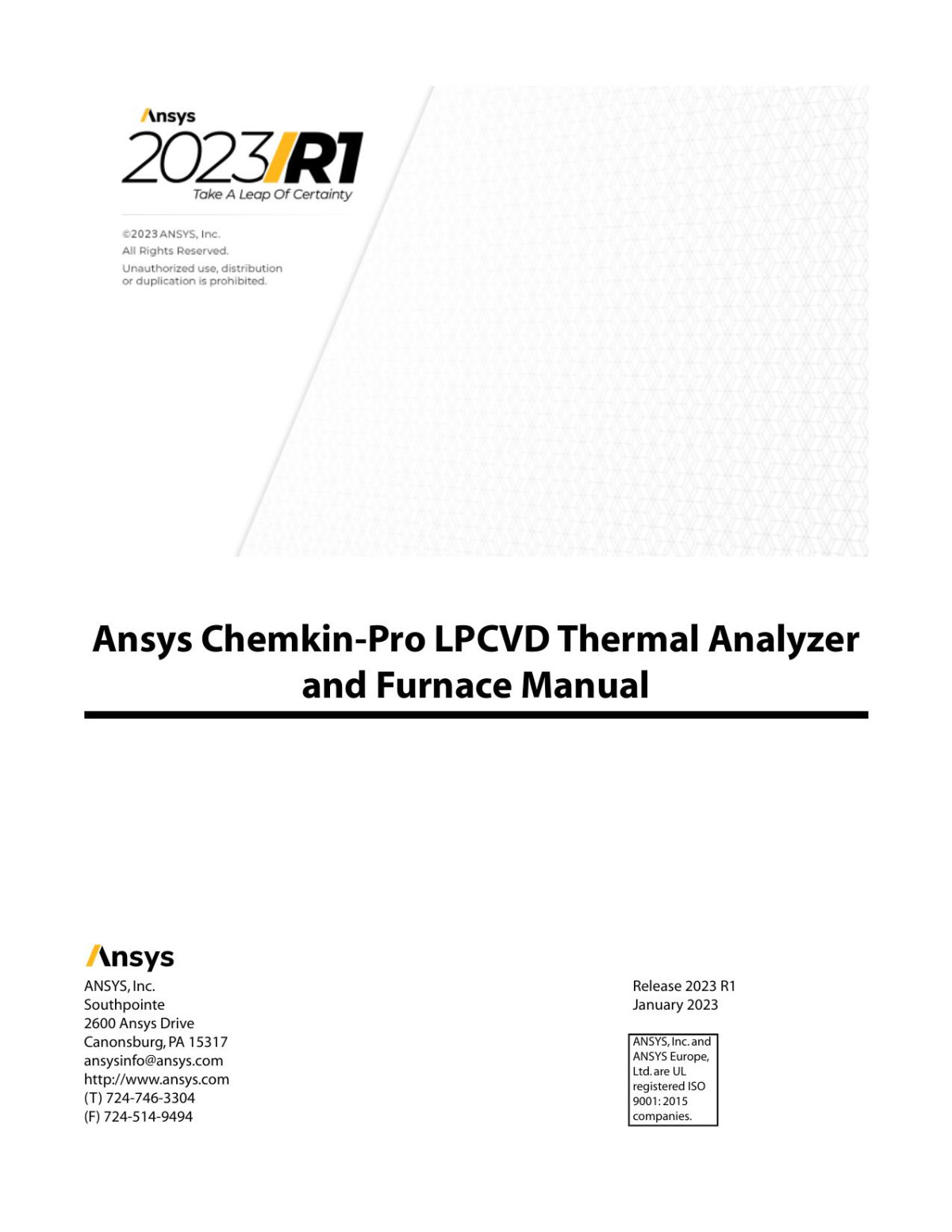 Chemkinpro Lpcvd Thermal Analyzer And Furnace Manual Ansys Inc