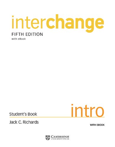 Interchange Intro Students Book With Online Selfstudy 5th Edition Jack C Richards