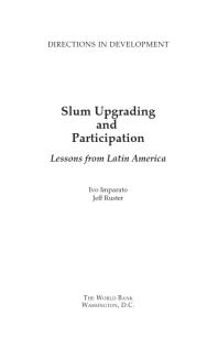 Slum Upgrading And Participation Lessons From Latin America 1st Edition Ivo Imparato Jeff Ruster
