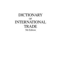 Dictionary Of International Trade Edward G Hinkelman