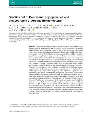 Sawflies Out Of Gondwana Phylogenetics And Biogeography Of Argidae Hymenoptera 1st Edition Leonardo A Malagnaldana