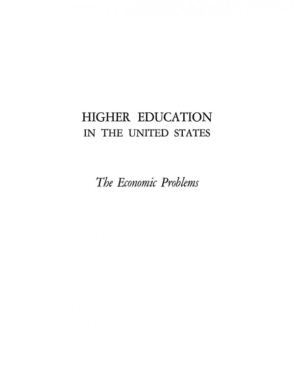 Higher Education In The United States The Economic Problems 3rd Edition Seymour E Harris