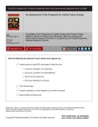 An Assessment Of The Prospects For Inertial Fusion Energy 1st Edition National Research Council Division On Engineering And Physical Sciences Board On Energy And Environmental Systems Board On Physics And Astronomy Committee On The Prospects For Inertial Confinement Fusion Energy Systems