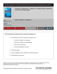 Frontiers Of Engineering Reports On Leadingedge Engineering From The 2012 Symposium 1st Edition National Academy Of Engineering