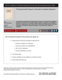 The Experimental Program To Stimulate Competitive Research 1st Edition Institute Of Medicine National Academy Of Engineering National Academy Of Sciences Policy And Global Affairs And Public Policy Engineering Committee On Science Committee To Evaluate The Experimental Program To Stimulate Competitive Research Epscor