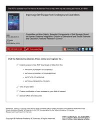 Improving Selfescape From Underground Coal Mines 1st Edition National Research Council Division Of Behavioral And Social Sciences And Education Board On Humansystems Integration Committee On Mine Safety Essential Components Of Selfescape